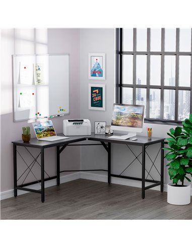 HOMCOM Corner L-Shape Gaming Computer PC Desk Workstation, Black