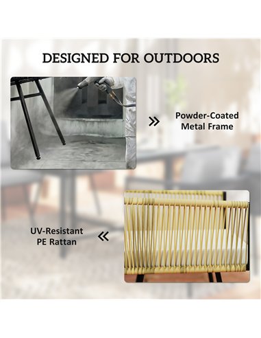 Outsunny 5 Piece Garden Furniture Set, Garden Dining Set with Wood-Plastic Table and 4 Armchairs, Beige
