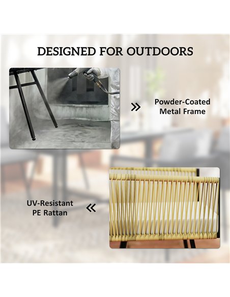 Outsunny 5 Piece Garden Furniture Set, Garden Dining Set with Wood-Plastic Table and 4 Armchairs, Beige - pic 198986 | FastDaddyshop