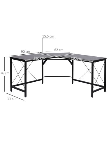 HOMCOM Corner L-Shape Gaming Computer PC Desk Workstation, Black