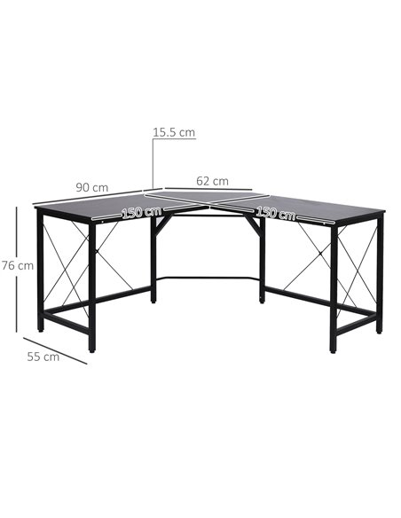 HOMCOM Corner L-Shape Gaming Computer PC Desk Workstation, Black - pic 19900 | FastDaddyshop