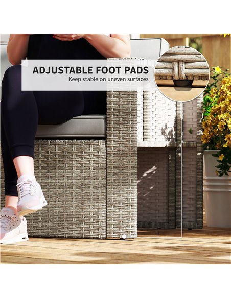 Outsunny 6 Piece Rattan Garden Furniture Set Loveseat, Chairs, Table, Footstools, Dark Grey - pic 199005 | FastDaddyshop