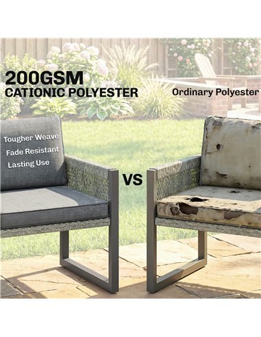 Outsunny 6 Seater Rattan Garden Furniture Set with 3 Loveseats, Table, Patio Rattan Corner Sofa Set, Grey