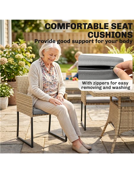 Outsunny 7 Piece Rattan Garden Furniture Set, Garden Dining Set with Wood-Plastic Table and 6 Stackable Chairs, Dark Grey - pic 199022 | FastDaddyshop