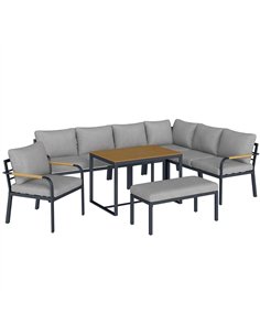 Outsunny 7 Seater Garden Furniture Set, Metal Garden Sofa Set with Cushions, Outdoor Furniture Conversation Sets, Light Grey