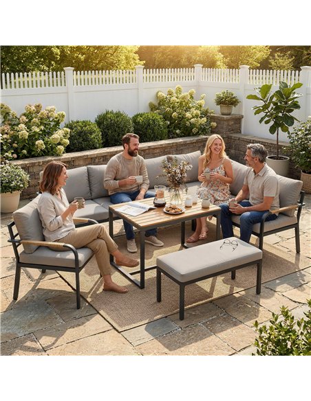 Outsunny 7 Seater Garden Furniture Set, Metal Garden Sofa Set with Cushions, Outdoor Furniture Conversation Sets, Light Grey - pic 199025 | FastDaddyshop