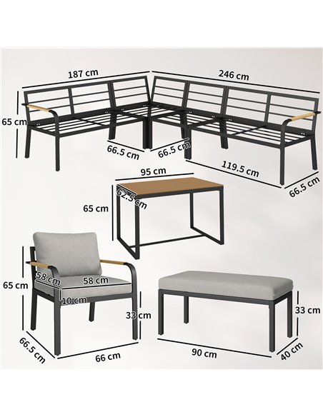 Outsunny 7 Seater Garden Furniture Set, Metal Garden Sofa Set with Cushions, Outdoor Furniture Conversation Sets, Light Grey - pic 199026 | FastDaddyshop