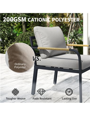 Outsunny 7 Seater Garden Furniture Set, Metal Garden Sofa Set with Cushions, Outdoor Furniture Conversation Sets, Light Grey