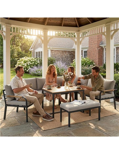 Outsunny 7 Seater Garden Furniture Set, Metal Garden Sofa Set with Cushions, Outdoor Furniture Conversation Sets, Light Grey - pic 199032 | FastDaddyshop