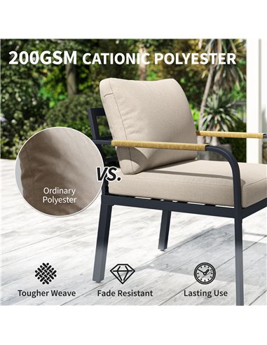 Outsunny 7 Seater Garden Furniture Set, Metal Garden Sofa Set with Cushions, Outdoor Furniture Conversation Sets, Khaki