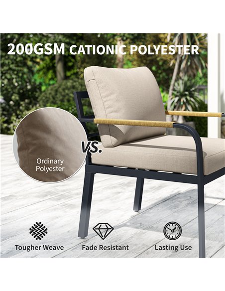 Outsunny 7 Seater Garden Furniture Set, Metal Garden Sofa Set with Cushions, Outdoor Furniture Conversation Sets, Khaki - pic 199037 | FastDaddyshop