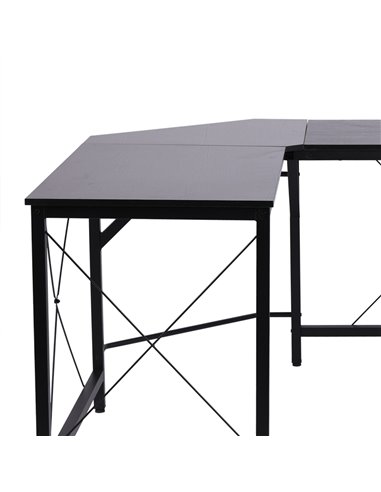 HOMCOM Corner Gaming Desk L-Shape Computer PC Workstation Home Office Three Worktop Writing Table 76x150cm Black