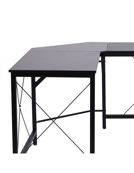 HOMCOM Corner Gaming Desk L-Shape Computer PC Workstation Home Office Three Worktop Writing Table 76x150cm Black - pic 19904 | FastDaddyshop