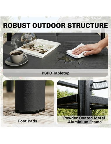 Outsunny 4 Seater Rattan Garden Furniture Set with 2 Armchairs, Loveseat, Coffee Table, Dark Grey