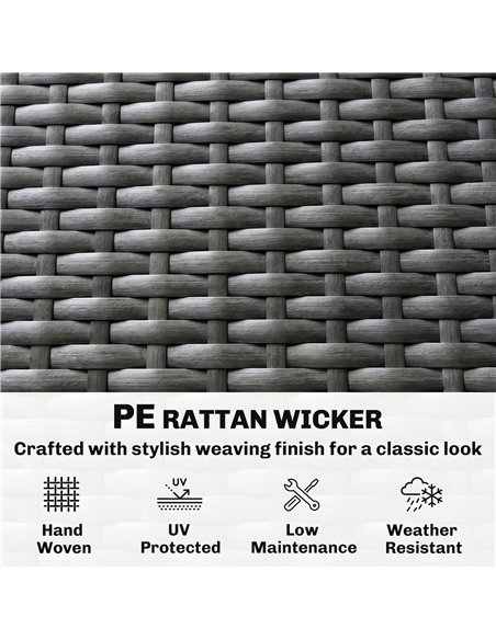 Outsunny 5 Seater Rattan Garden Furniture Set, L Shaped Garden Corner Sofa, Adjustable Back, Faux Wood Table, Dark Grey - pic 199102 | FastDaddyshop