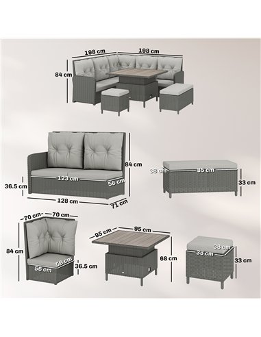 Outsunny 6 Pieces Outdoor PE Rattan Garden Furniture, Patio Wicker Sectional Conversation Corner Sofa