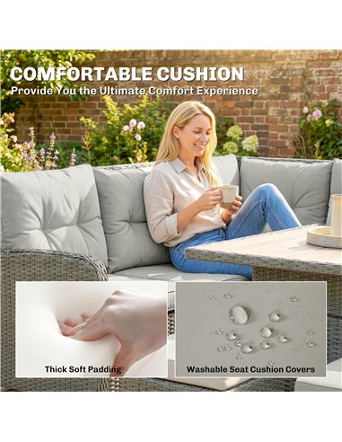 Outsunny 6 Pieces Outdoor PE Rattan Garden Furniture, Patio Wicker Sectional Conversation Corner Sofa