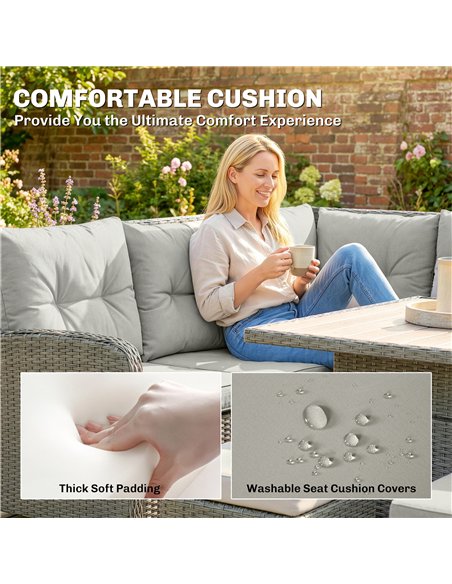 Outsunny 6 Pieces Outdoor PE Rattan Garden Furniture, Patio Wicker Sectional Conversation Corner Sofa - pic 199163 | FastDaddyshop