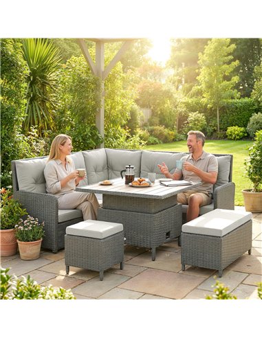 Outsunny 6 Pieces Outdoor PE Rattan Garden Furniture, Patio Wicker Sectional Conversation Corner Sofa