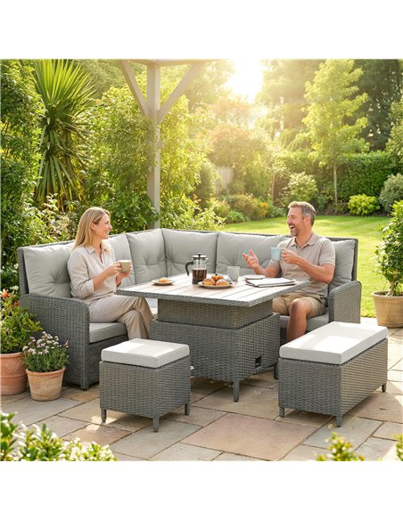 Outsunny 6 Pieces Outdoor PE Rattan Garden Furniture, Patio Wicker Sectional Conversation Corner Sofa - pic 199165 | FastDaddyshop