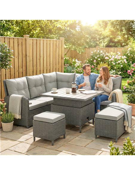 Outsunny 6 Pieces Outdoor PE Rattan Garden Furniture, Patio Wicker Sectional Conversation Corner Sofa - pic 199167 | FastDaddyshop