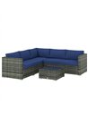 Outsunny Four-Piece Rattan Sofa Set with 11 Cushions, Steal Frame, Blue