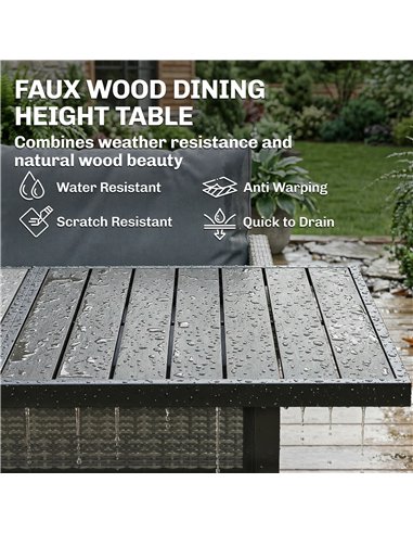 Outsunny 9 Seater Rattan Garden Furniture Corner Sofa Set, Outdoor Dining Set with Faux Wood Table, Ottoman, Cushions, Dark Grey