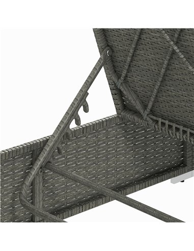 Outsunny Rattan Sun Lounger, Five-Position Reclining Garden Lounger Bed with Cushion, Light Grey