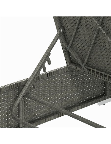 Outsunny Rattan Sun Lounger, Five-Position Reclining Garden Lounger Bed with Cushion, Light Grey - pic 199248 | FastDaddyshop