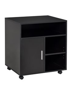 HOMCOM Multi-Storage Printer Stand Unit with Wheels, Black
