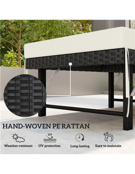 Outsunny Single Folding Rattan Sun Lounger, with Cushion - Black - pic 199254 | FastDaddyshop