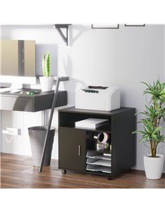 HOMCOM Multi-Storage Printer Stand Unit with Wheels, Black 2