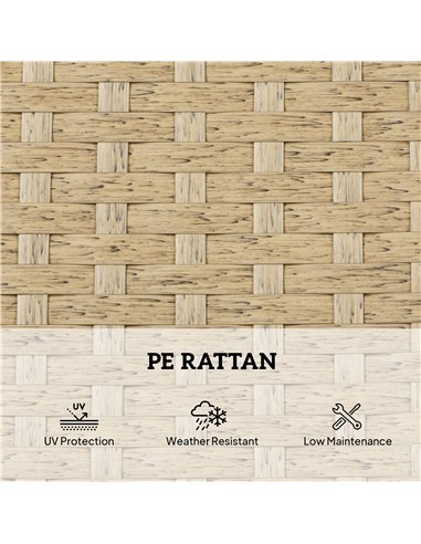 Outsunny Rattan Sun Loungers Set of 2 with Side Table, Garden Recliner Sunbeds with Adjustable Back, Cushions, Beige