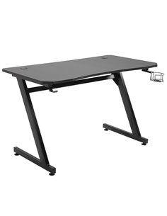 HOMCOM Gaming Desk with Steel Frame, Cup Holder, Headphone Hook, Black