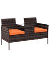 Outsunny Two-Seat Rattan Chair, with Middle Table - Orange
