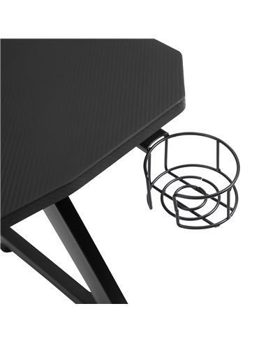 HOMCOM Gaming Desk with Steel Frame, Cup Holder, Headphone Hook, Black
