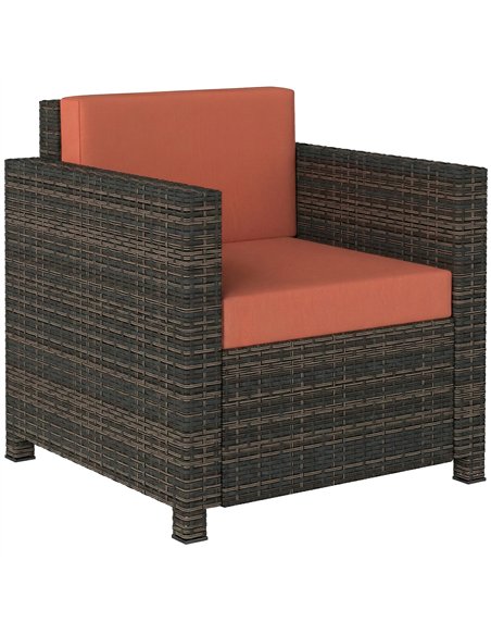 Outsunny PE Rattan Garden Armchair with Cushion - Mixed Brown/Orange - pic 199411 | FastDaddyshop