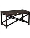Outsunny PE Rattan Garden Side Table, Outdoor Coffee Table with X-Shape Frame, Mixed Brown