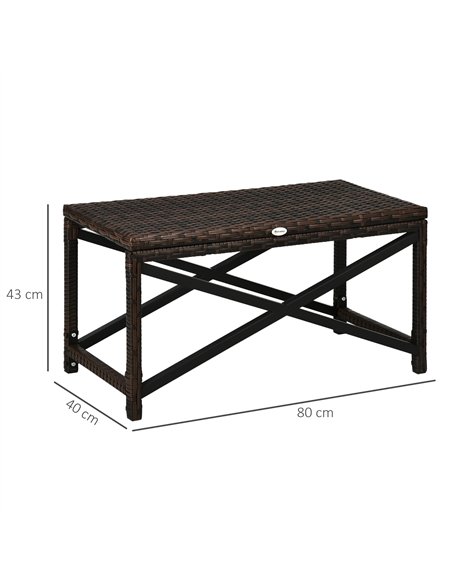 Outsunny PE Rattan Garden Side Table, Outdoor Coffee Table with X-Shape Frame, Mixed Brown - pic 199431 | FastDaddyshop
