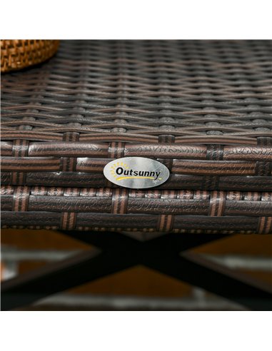 Outsunny PE Rattan Garden Side Table, Outdoor Coffee Table with X-Shape Frame, Mixed Brown