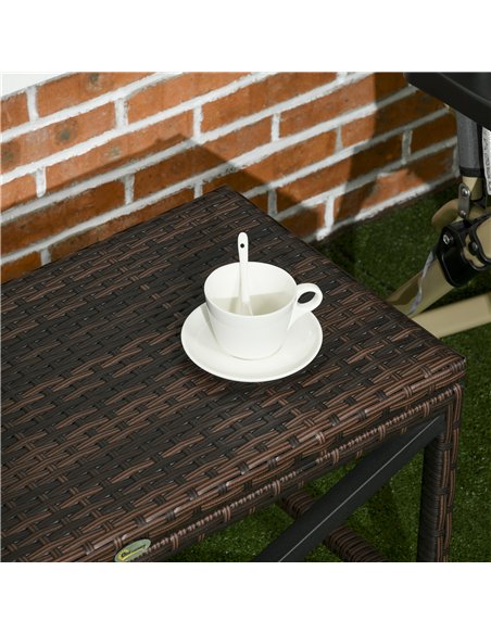 Outsunny PE Rattan Garden Side Table, Outdoor Coffee Table with X-Shape Frame, Mixed Brown - pic 199437 | FastDaddyshop