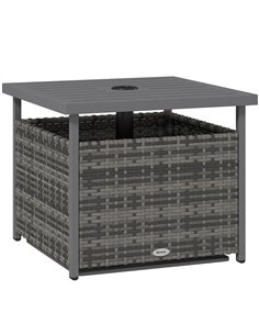 Outsunny Outdoor Rattan Wicker Coffee Table w/ Umbrella Hole Suitable for Garden Garden