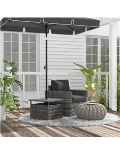 Outsunny Outdoor Rattan Wicker Coffee Table w/ Umbrella Hole Suitable for Garden Garden 2