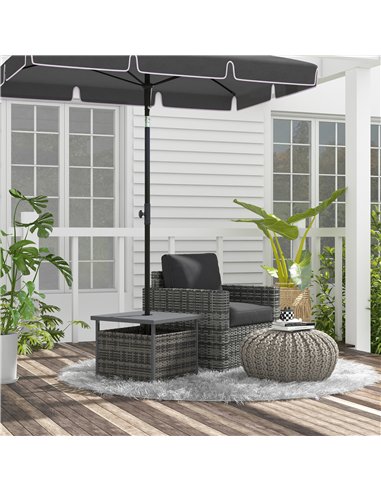 Outsunny Outdoor Rattan Wicker Coffee Table w/ Umbrella Hole Suitable for Garden Garden