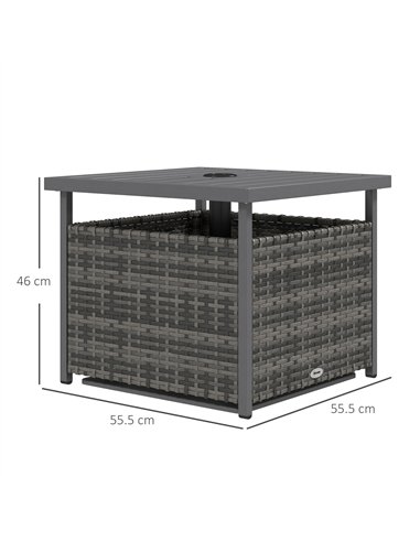 Outsunny Outdoor Rattan Wicker Coffee Table w/ Umbrella Hole Suitable for Garden Garden