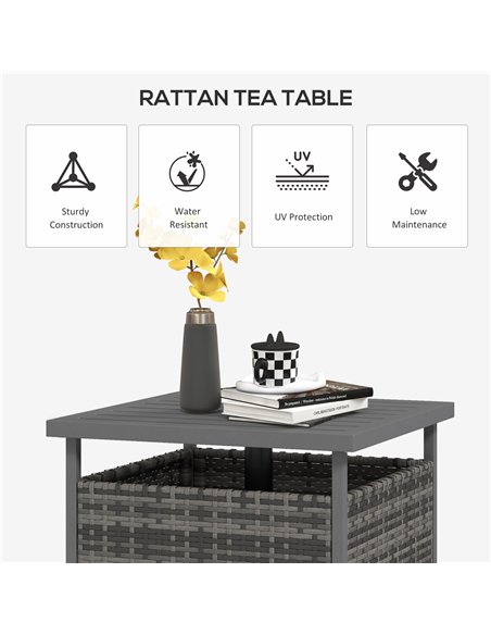Outsunny Outdoor Rattan Wicker Coffee Table w/ Umbrella Hole Suitable for Garden Garden - pic 199441 | FastDaddyshop