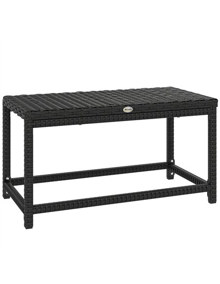 Outsunny Outdoor Coffee Table Side Table with Rectangular Frame for Patio, Balcony, Black - pic 199465 | FastDaddyshop