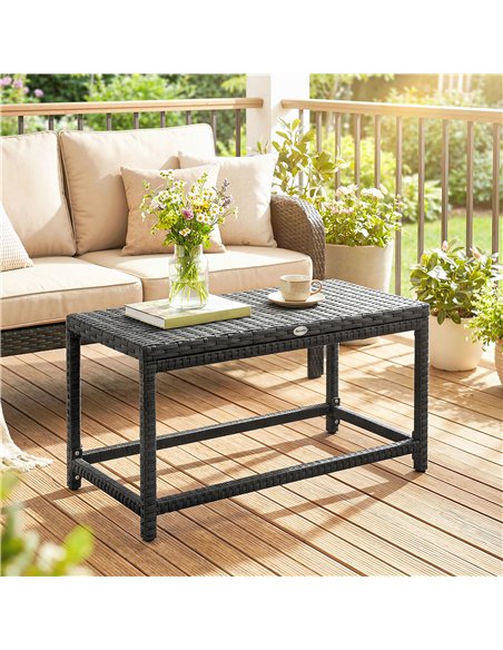 Outsunny Outdoor Coffee Table Side Table with Rectangular Frame for Patio, Balcony, Black - pic 199466 | FastDaddyshop