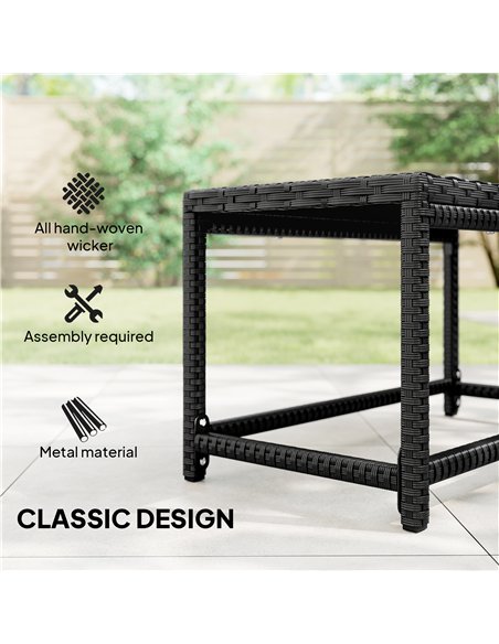 Outsunny Outdoor Coffee Table Side Table with Rectangular Frame for Patio, Balcony, Black - pic 199468 | FastDaddyshop
