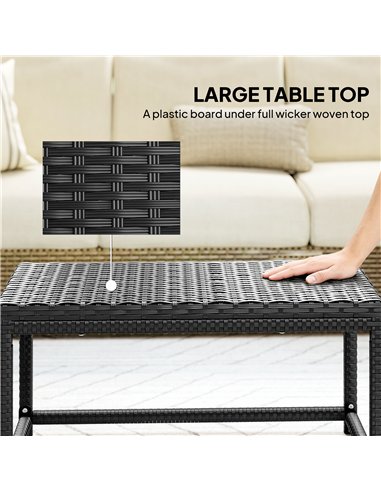 Outsunny Outdoor Coffee Table Side Table with Rectangular Frame for Patio, Balcony, Black